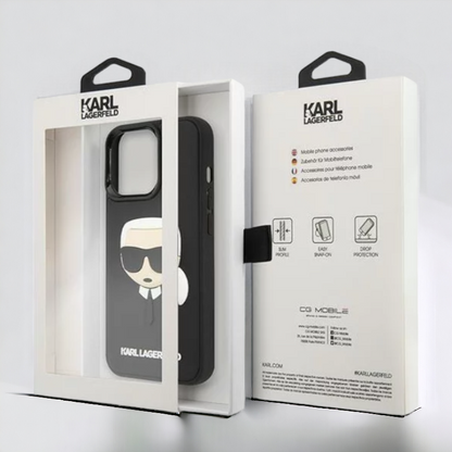 Ovitek Karl Lagerfeld "Karl's head - rubber black" za iPhone 14 Pro Max (KLHCP14XKH3DBK)