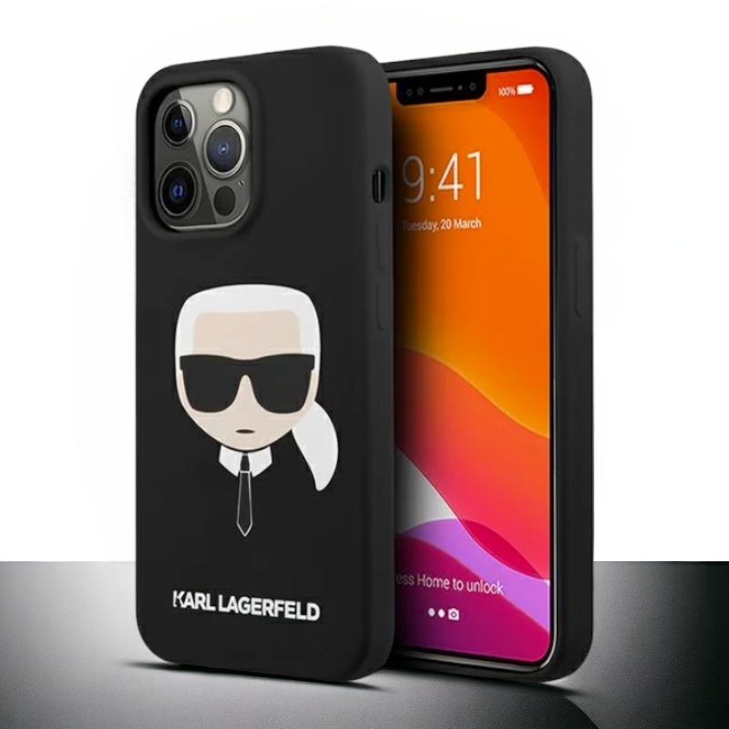 Ovitek Karl Lagerfeld "Karl's Head - black" za iPhone 13/13 Pro (KLHCP13LSLKHBK) – Črna / TPU silikon