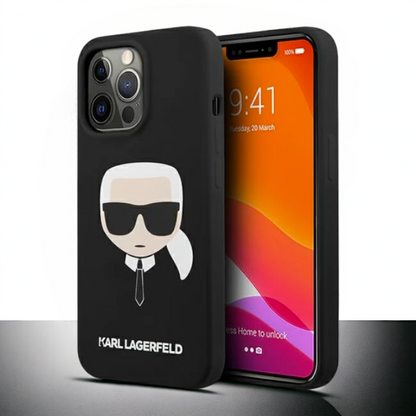 Ovitek Karl Lagerfeld "Karl's Head - black" za iPhone 13/13 Pro (KLHCP13LSLKHBK) – Črna / TPU silikon
