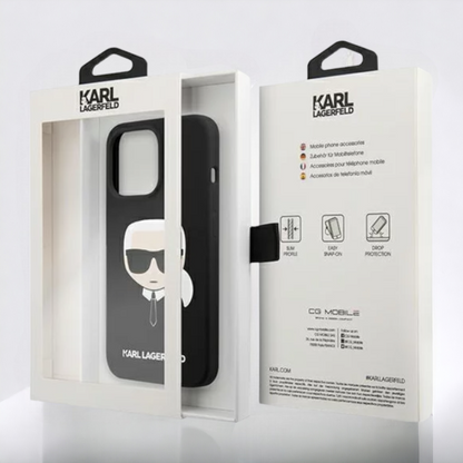 Ovitek Karl Lagerfeld "Karl's Head - black" za iPhone 13/13 Pro (KLHCP13LSLKHBK)