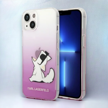 Ovitek Karl Lagerfeld "Choupette - pink" za iPhone 14/15 (KLHCP14SCFNRCPI) – Roza / PC + TPU silikon