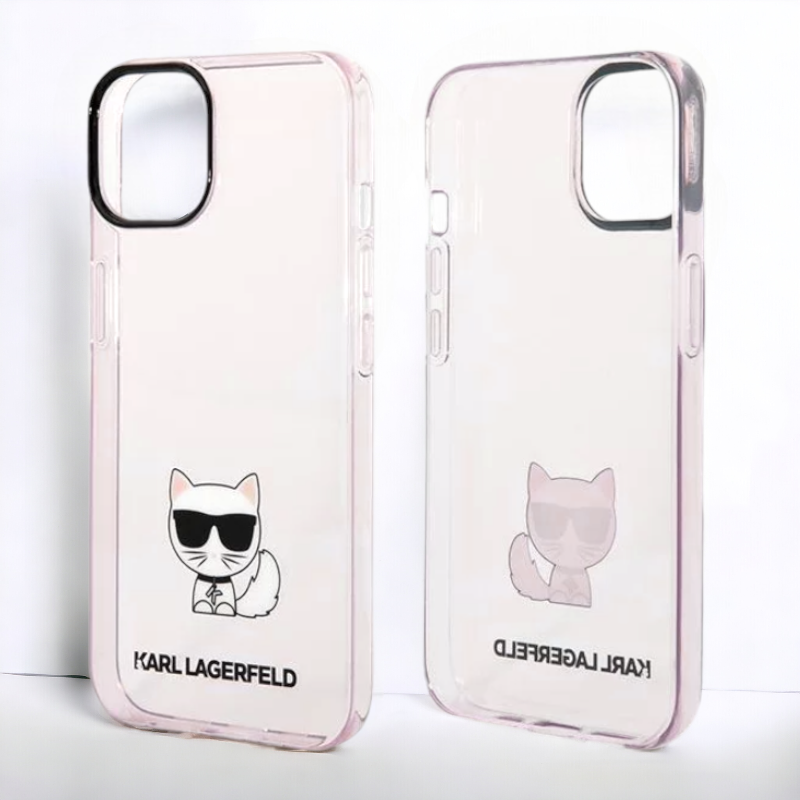 Ovitek Karl Lagerfeld "Choupette body - pink transparent" za iPhone 13/14/15 (KLHCP14SCTTRI)