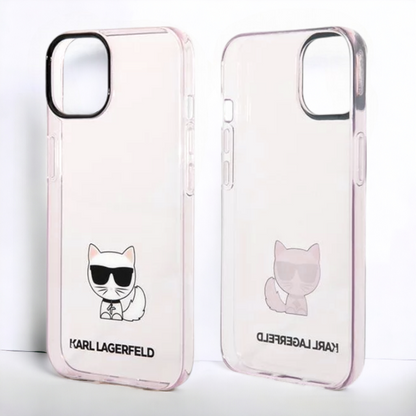 Ovitek Karl Lagerfeld "Choupette body - pink transparent" za iPhone 13/14/15 (KLHCP14SCTTRI)