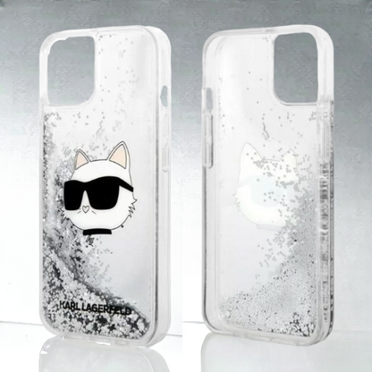 Ovitek Karl Lagerfeld "Choupette - silver glitter" za iPhone 13/14/15 (KLHCP14SLNCHCS)