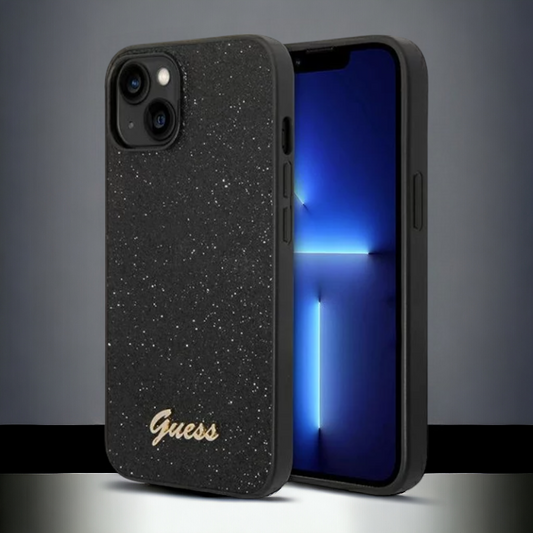 Ovitek Guess "Glitter Black" za iPhone 14 Plus/ 15 Plus (GUHCP14MHGGSHK) – Črna / PC + TPU silikon