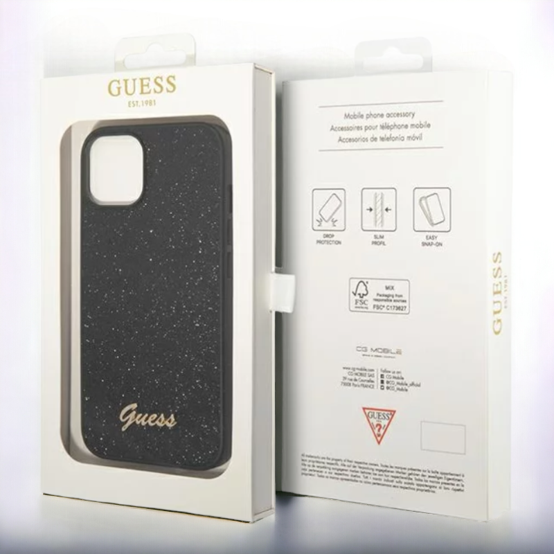 Ovitek Guess "Glitter Black" za iPhone 14 Pro (GUHCP14LHGGSHK)