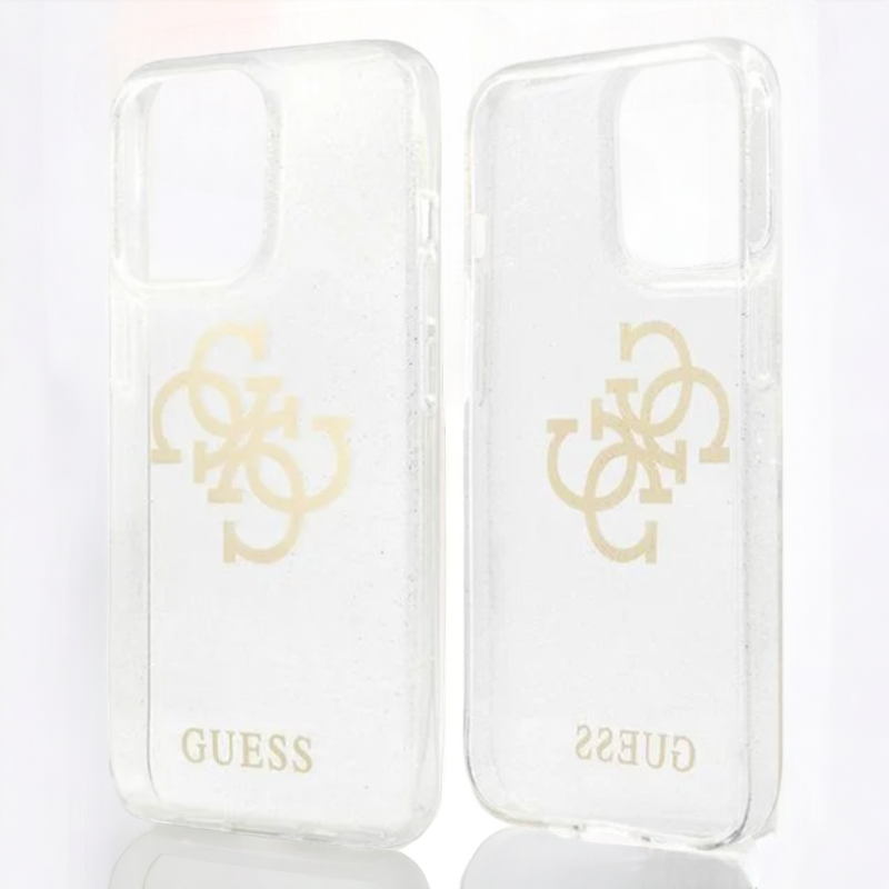 Ovitek Guess "Big 4G Full Glitter" za iPhone 13 Pro - prozorna (GUHCP13LPCUGL4GTR)
