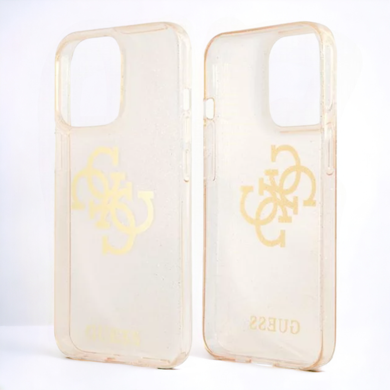 Ovitek Guess "Big 4G Full Gold Glitter" za iPhone 14 Pro (GUHCP14LPCUGL4GGO)