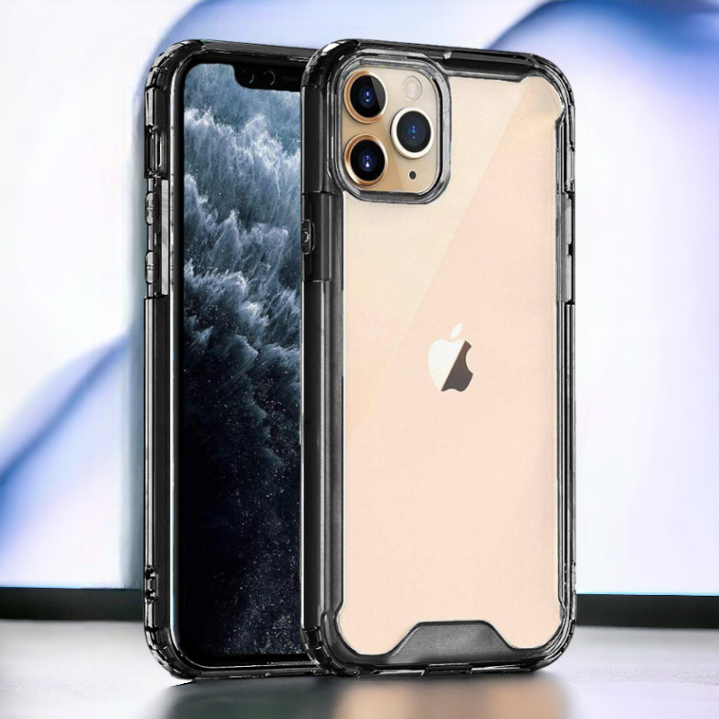 Silikonski ovitek "Acrylic" za iPhone 13 Pro - black – Infostyle – Črna / PC + TPU silikon