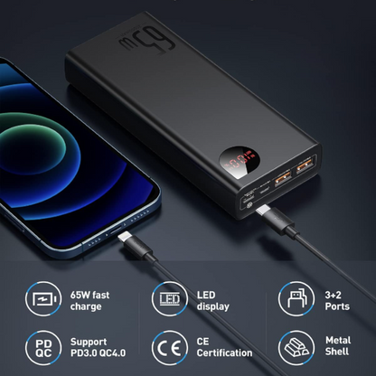 Polnilna postaja "LED display" 20.000mAh 65W – Baseus