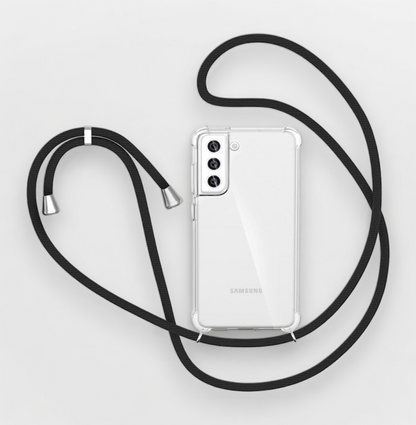 Silikonski ovitek z vrvico za Samsung Galaxy A22 5G – Infostyle – Črna / Silikon