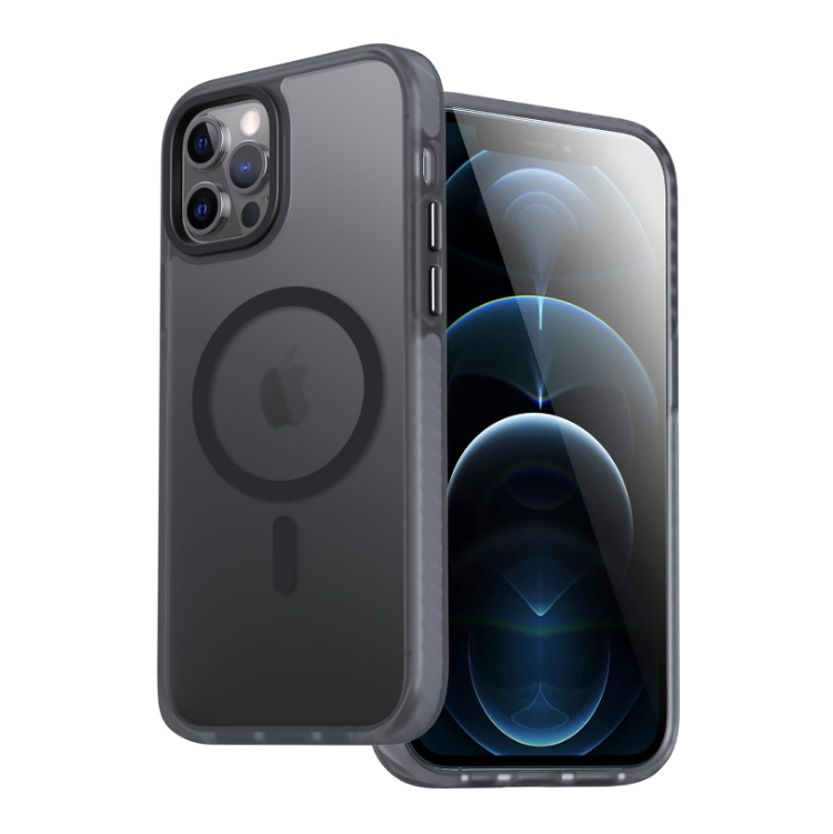 Ovitek "Magnetic Translucent" za iPhone 12/12 Pro – DASFOND – Črna / PC + TPU silikon