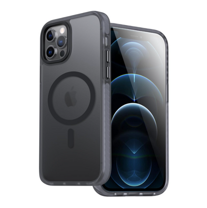 Ovitek "Magnetic Translucent" za iPhone 12/12 Pro – DASFOND – Črna / PC + TPU silikon