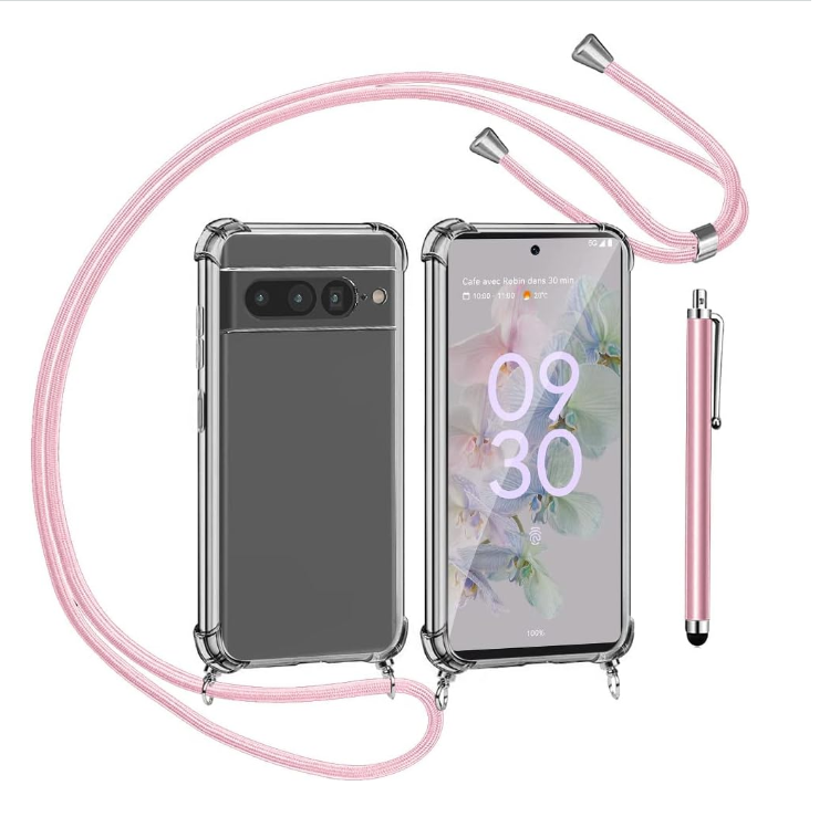 Silikonski ovitek z vrvico in pisalom "pink" za Google Pixel 7 Pro – Infostyle – Svetlo roza / Silikon