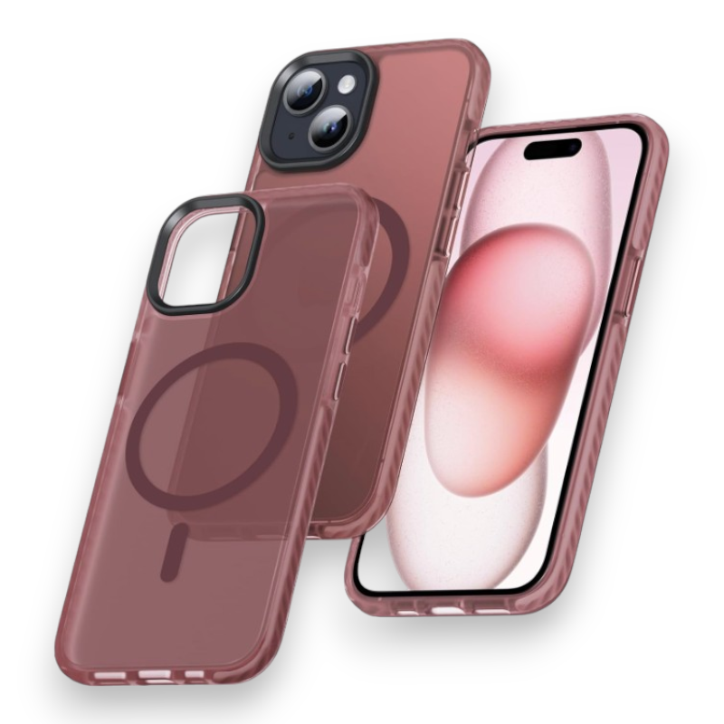 Ovitek "Magnetic Translucent" za iPhone 15 – DASFOND – Rdeča / PC + TPU silikon