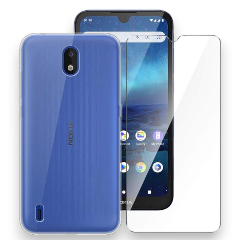 Komplet silikonski ovitek + zaščitno steklo - Nokia 1.3 – Infostyle – Prozorna / TPU silikon