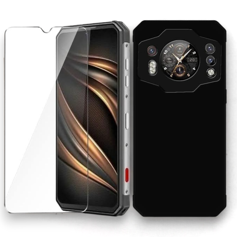 Komplet silikonski ovitek + zaščitno steklo za Oukitel WP21 – Infostyle – Črna / TPU silikon