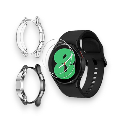 Ovitek z zaščitnim steklom za Samsung Galaxy Watch 44mm – Infostyle – Črna