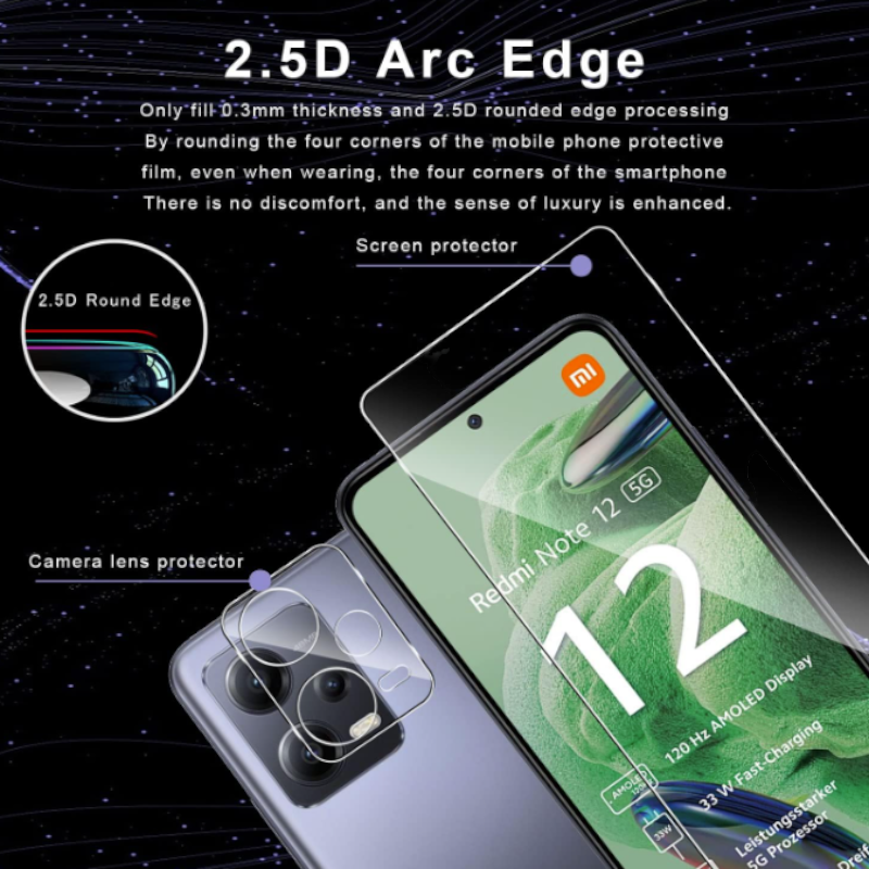 Komplet 2 zaščitnih stekel in 2 zaščitni stekli za kamero za Xiaomi Redmi Note 12 5G / Poco X5 5G – Infostyle