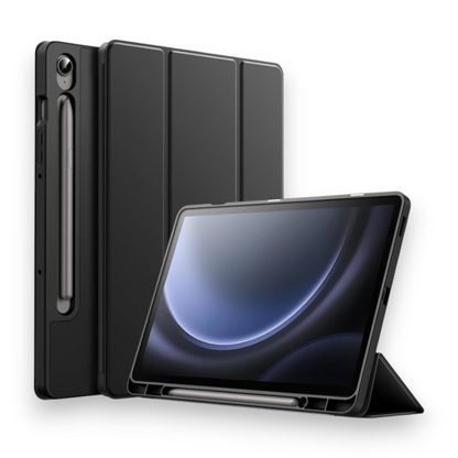Preklopna torbica "Fold" za tablični računalnik Samsung Galaxy Tab S9 Fe 10.9" – JETech – Črna / Umetno usnje + TPU sili