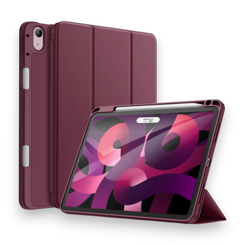 Preklopna torbica "Fold" za tablični računalnik Apple iPad Air 6/5/4 10.9" (2024/2022/2020) – JETech – Temno rdeča / Ume