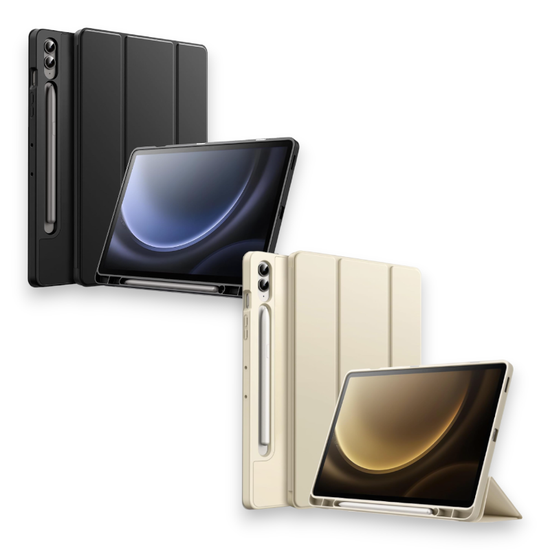 Preklopna torbica "Fold" za tablični računalnik Samsung Galaxy Tab S9 Fe+ 12.4" – JETech – Bež / Umetno usnje + TPU sili