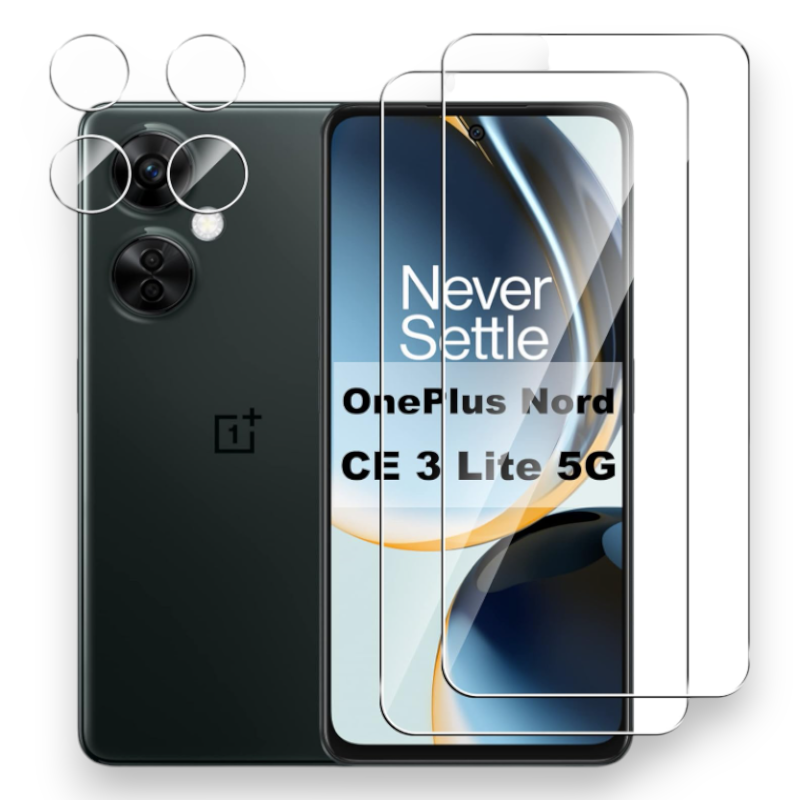 Komplet 2 zaščitnih stekel in 2 zaščitni stekli za kamero za OnePlus Nord CE 3 Lite – Infostyle