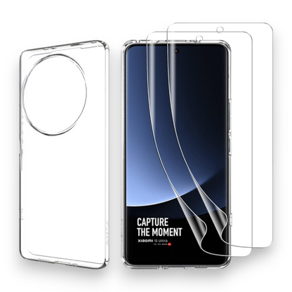 Komplet silikonski ovitek + 2 zaščiti za steklo - Xiaomi Mi 13 Ultra – Infostyle – Prozorna / TPU silikon