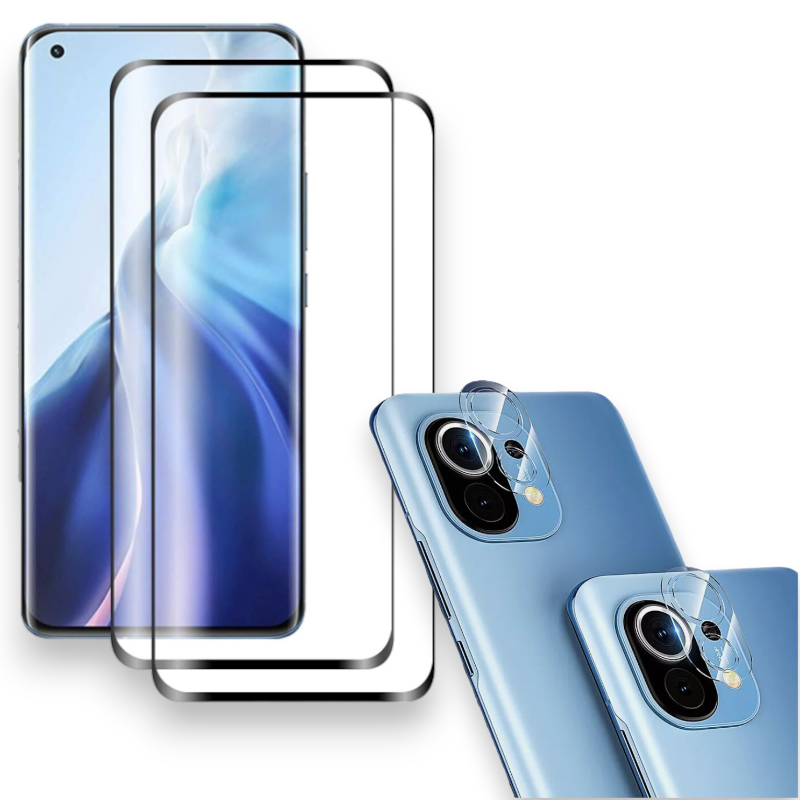 Zaščitno steklo "Black" in zaščita za kamero za Xiaomi Mi 11 (2 + 2 kosa) – Infostyle