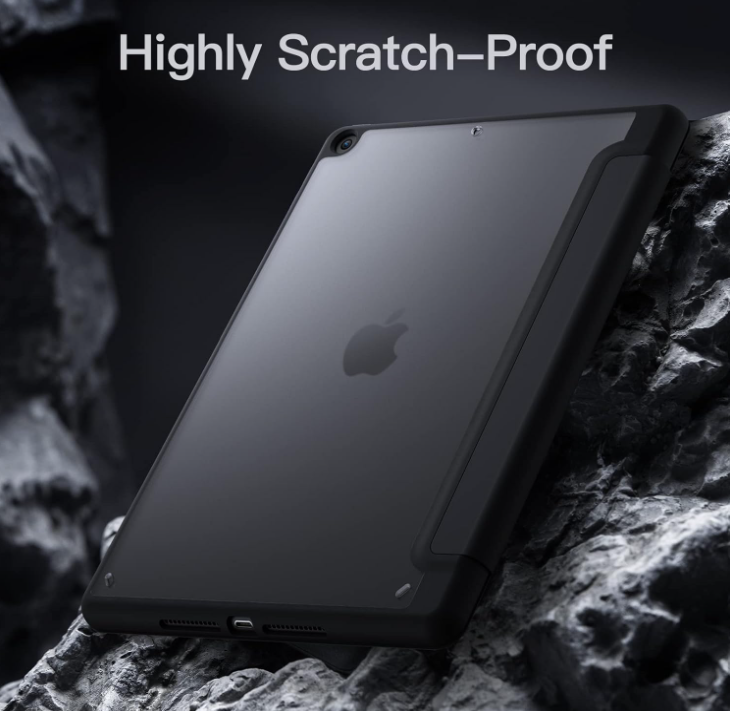 Preklopna torbica "Matte Transparent" za tablični računalnik Apple iPad 9/8/7 10.2" (2021/2020/2019) – JETech – Temno mo