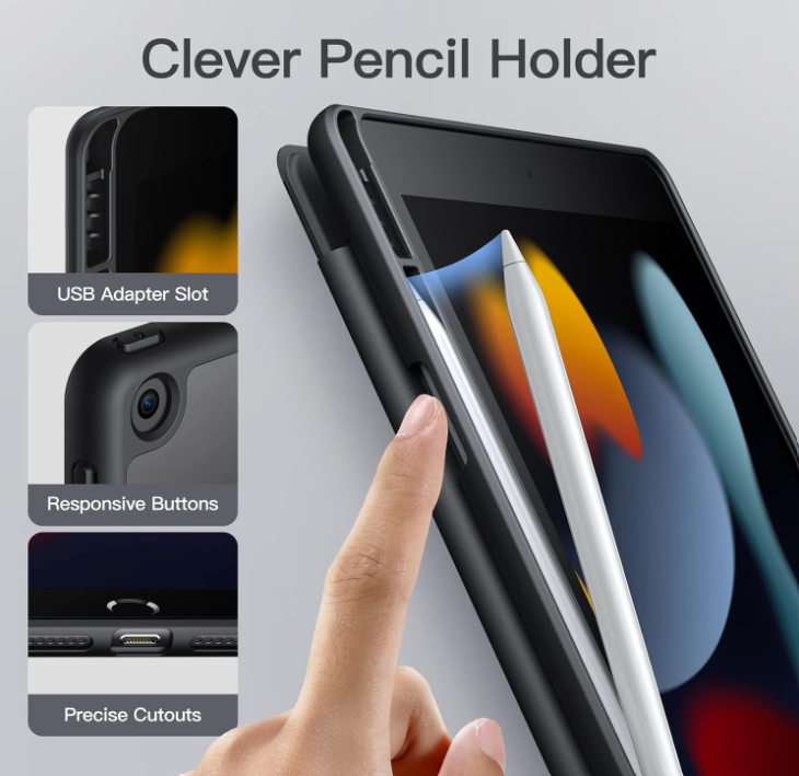 Preklopna torbica "Matte Transparent" za tablični računalnik Apple iPad 9/8/7 10.2" (2021/2020/2019) – JETech – Svetlo r