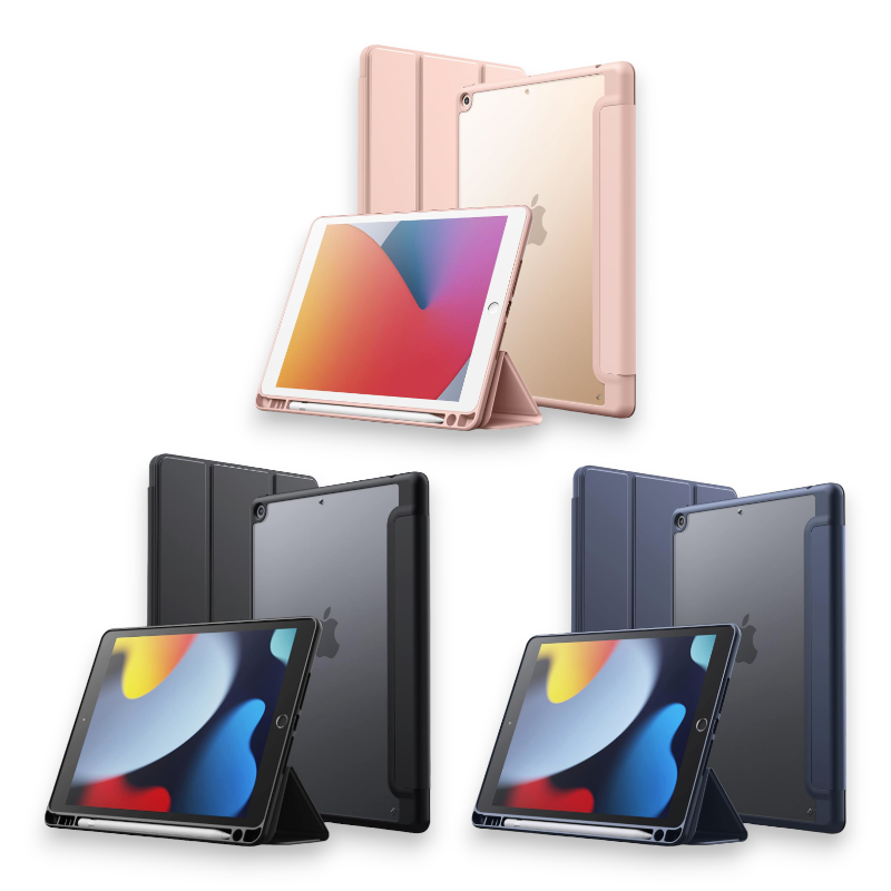 Preklopna torbica "Matte Transparent" za tablični računalnik Apple iPad 9/8/7 10.2" (2021/2020/2019) – JETech – Črna / P