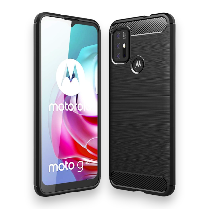 Silikonski ovitek "Carbon Fiber" za Motorola Moto G30 – Infostyle – Črna / TPU silikon