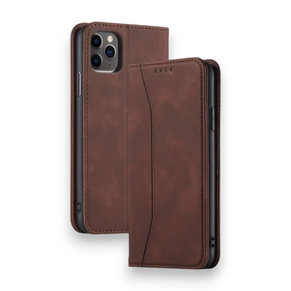 Preklopna torbica UEEBAI "Vintage Matte" za iPhone 13 Pro Max – Infostyle – Rjava / Umetno usnje + TPU silikon