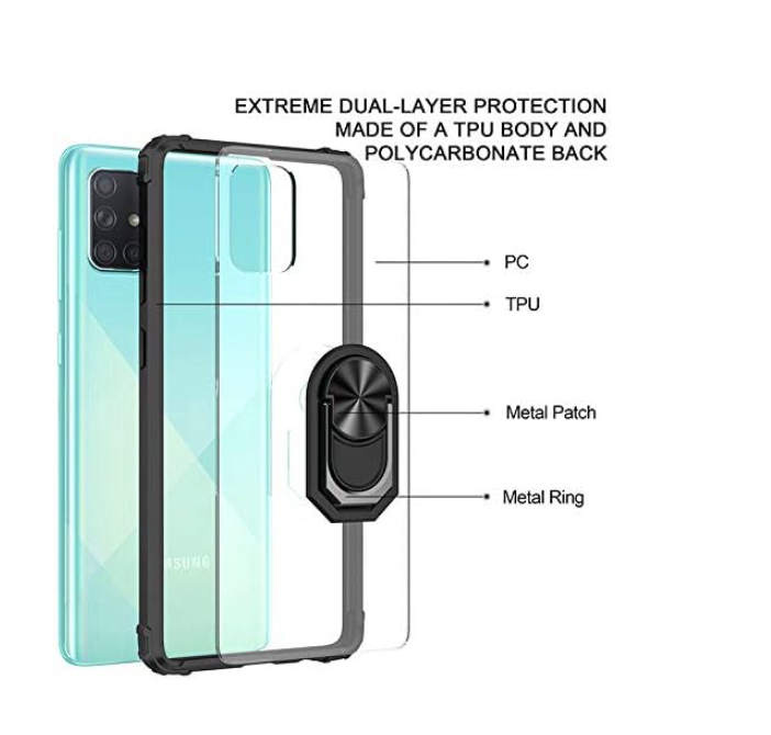 Ovitek "Ueebai ring" za Samsung Galaxy A52/A52s 5G – Infostyle – Rdeča / PC + TPU silikon