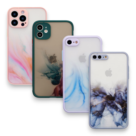 Ovitek "Transparent Marble" za iPhone SE 2022/2020/7/8 – Infostyle – Svetlo roza / PC + TPU silikon