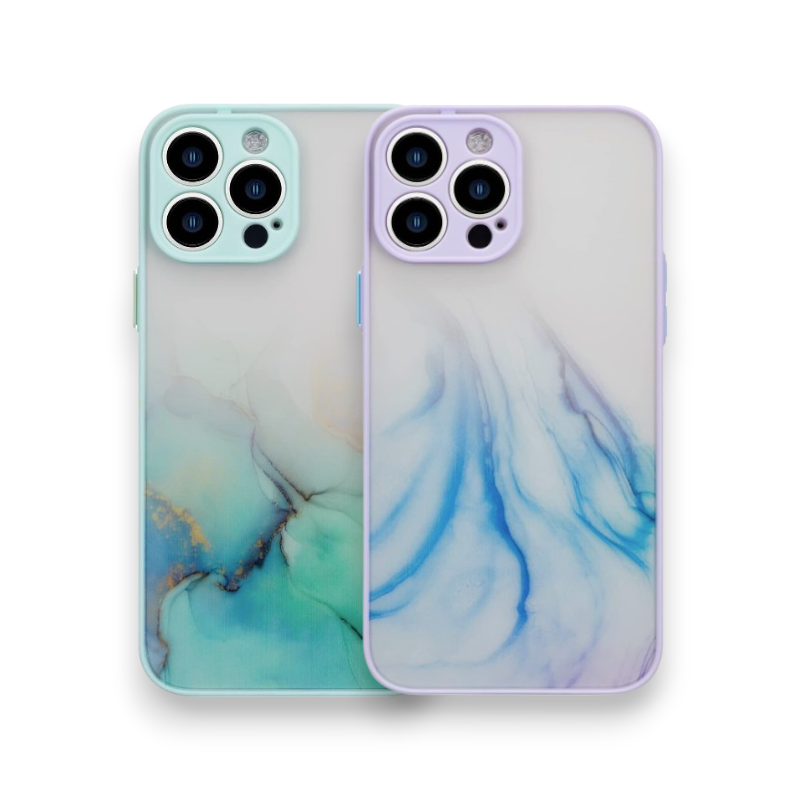 Ovitek "Transparent Marble" za iPhone 13 Pro Max – Infostyle – Pastelno vijolična / PC + TPU silikon