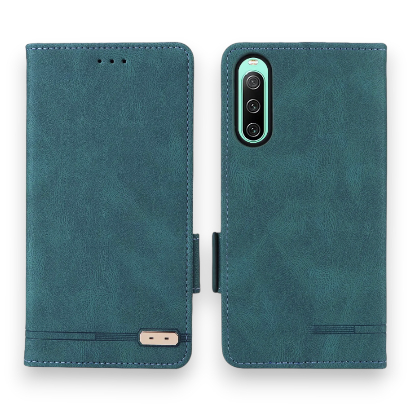 Preklopna torbica "Shieid" za Sony Xperia 10 IV – Infostyle – Temno zelena / Umetno usnje + TPU silikon