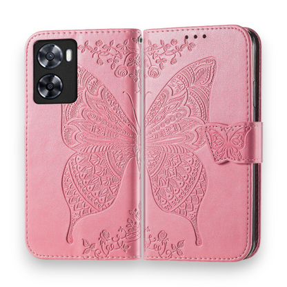 Preklopna torbica "Pink Butterfly" za Oppo A57 4G – Infostyle – Svetlo roza / Umetno usnje + TPU silikon