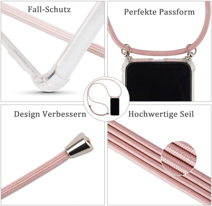 Silikonski ovitek z vrvico "pink" za iPhone X/XS – Infostyle