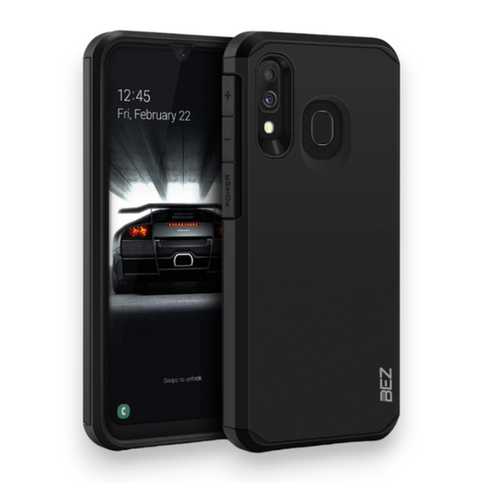 Silikonski ovitek "BEZ Robust" za Samsung Galaxy A40 – Črna / PC + TPU silikon
