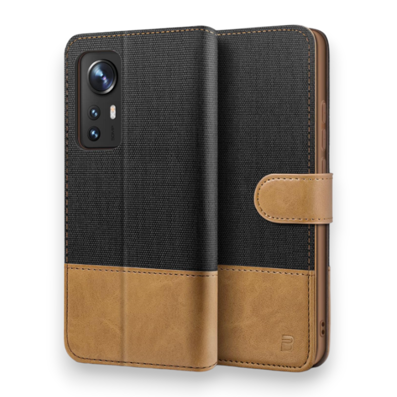 Preklopna torbica "BEZ Magnetic Strap" za Xiaomi Mi 12 – Črna / Umetno usnje + TPU silikon