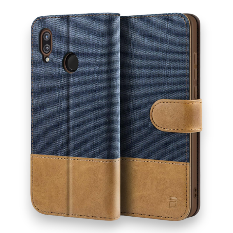 Preklopna torbica "BEZ Magnetic Strap" za Huawei P20 Lite – Temno modra / Umetno usnje + TPU silikon