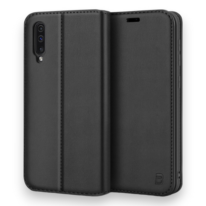 Preklopna torbica "BEZ Protective Flip" za Samsung Galaxy A50 – Črna / Umetno usnje + TPU silikon