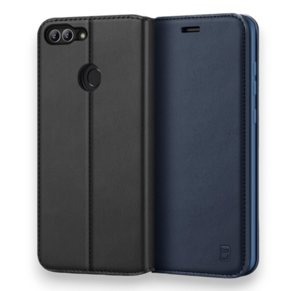 Preklopna torbica "BEZ Protective Flip" za Huawei P smart – Črna / Umetno usnje + TPU silikon