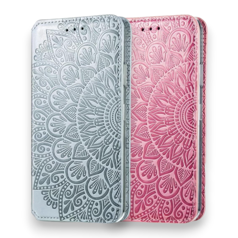Preklopna torbica "Mandala" za Oppo A57 4G – Infostyle – Svetlo roza / Umetno usnje + TPU silikon