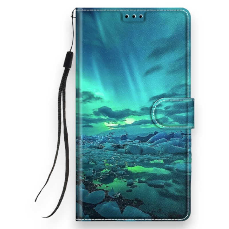 Preklopna torbica "Polar Lights" za Xiaomi Redmi Note 10 Pro – Infostyle – Zelena / Umetno usnje + TPU silikon