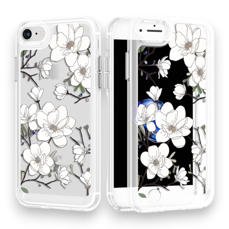 Ovitek "white flower" za iPhone SE 2022/2020/7/8 – Infostyle – Bela / PC + TPU silikon
