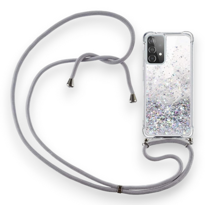 Silikonski ovitek z vrvico "CaseLover Glitter" za Samsung Galaxy A13 4G – Infostyle – Srebrna / TPU silikon