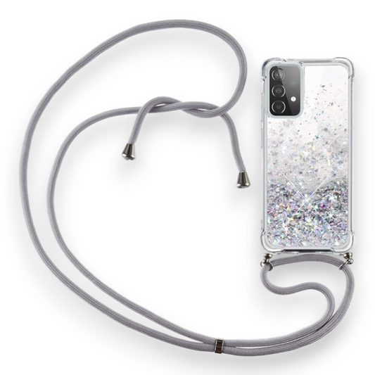 Silikonski ovitek z vrvico "CaseLover Glitter" za Samsung Galaxy A13 4G – Infostyle – Srebrna / TPU silikon